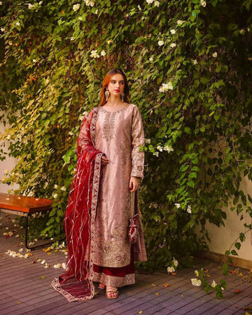 Beautiful Embroidery silk kurta palazzo sset