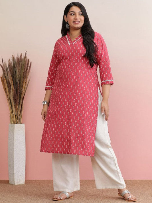 Plus Size Ethnic Motifs Printed rayon Straight Kurta