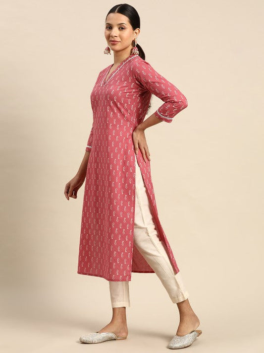 Ethnic Motifs Printed v neck Kurta