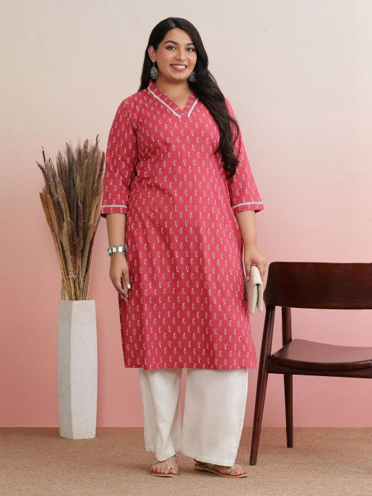 Plus Size Ethnic Motifs Printed rayon Straight Kurta