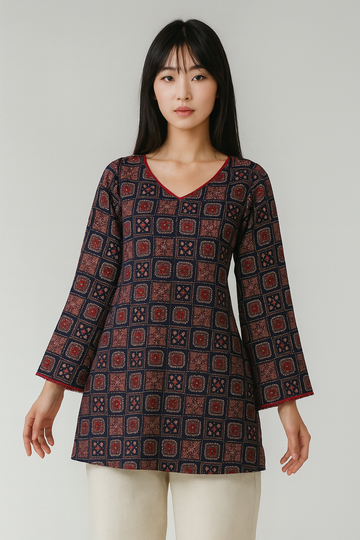 Velora elegance V-neck full sleeve Kurti
