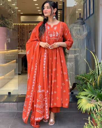 Women designer cotton kurta pant with dupatta sets