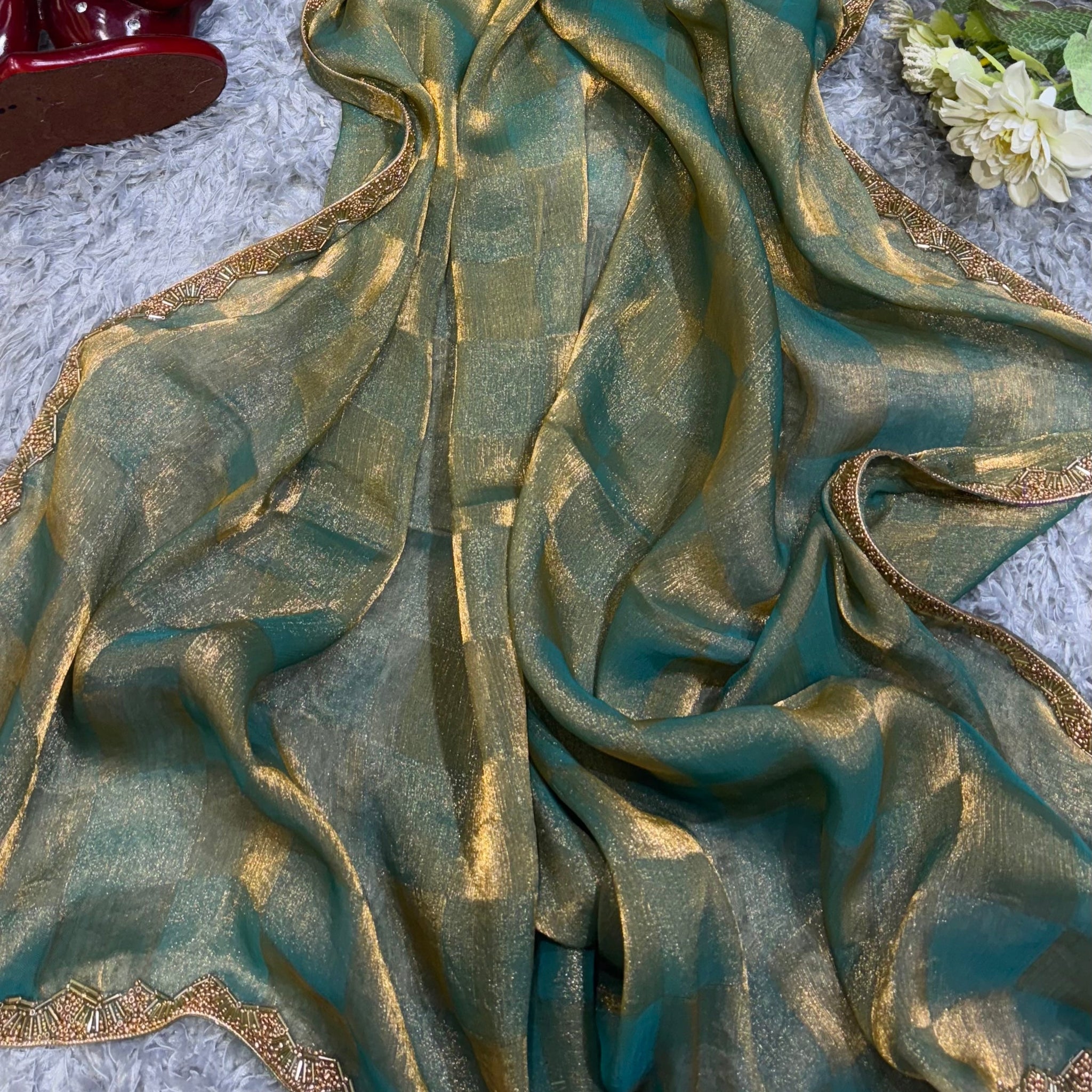 Super Trending Green Designer Saree