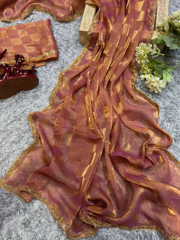 Super Trending Rust Designer Saree