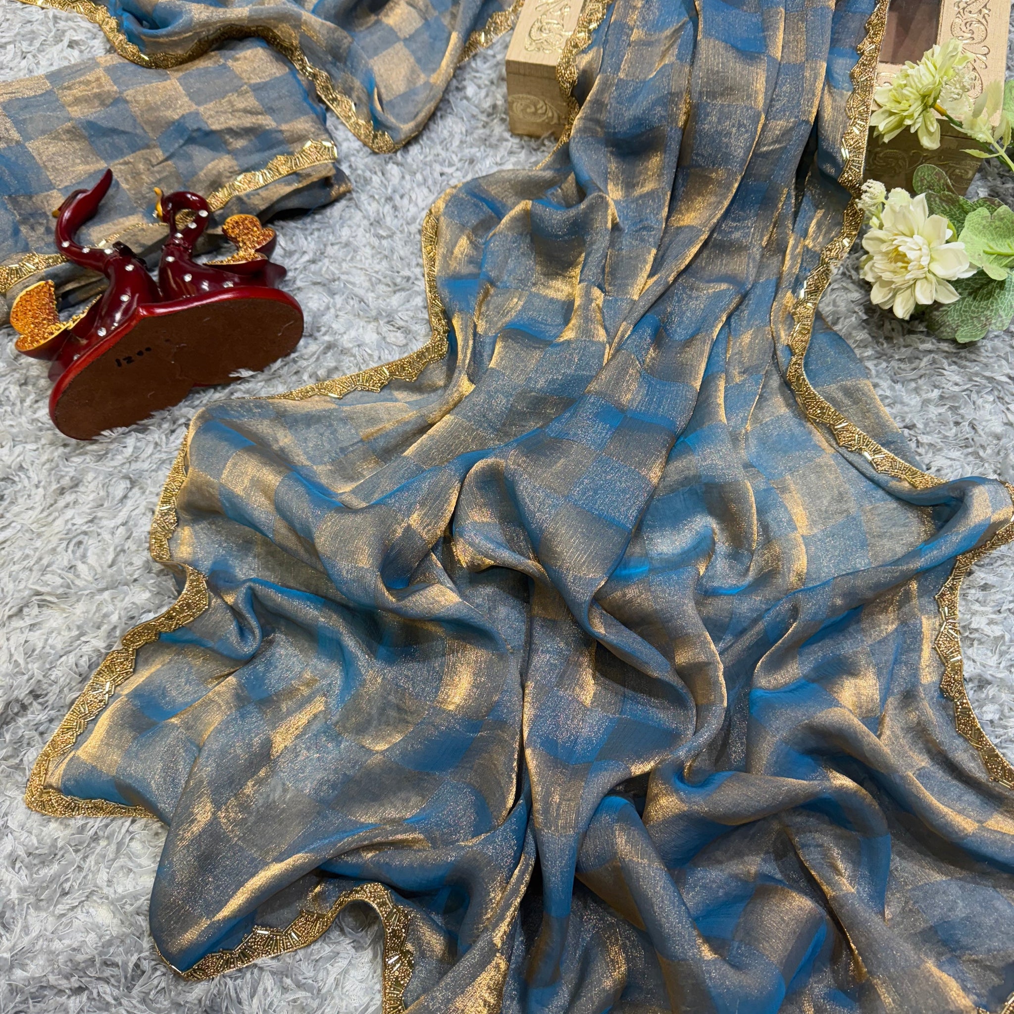 Super Trending Blue Designer Saree