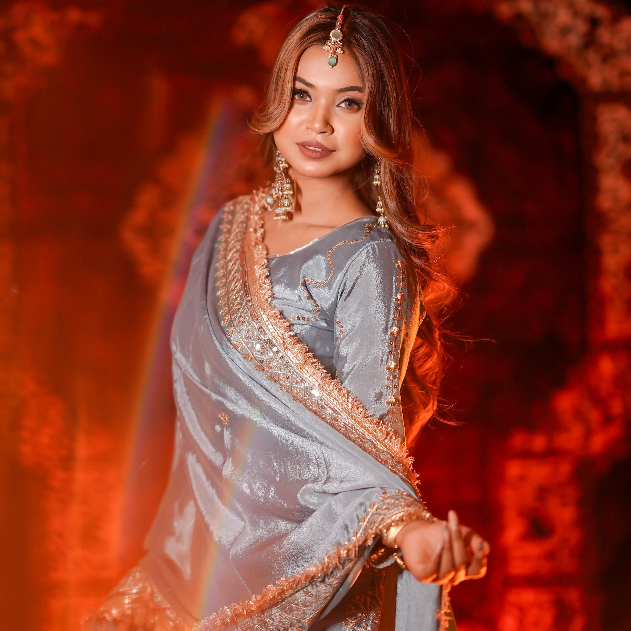 Heavy embroidery work kurta sharara with dupatta set