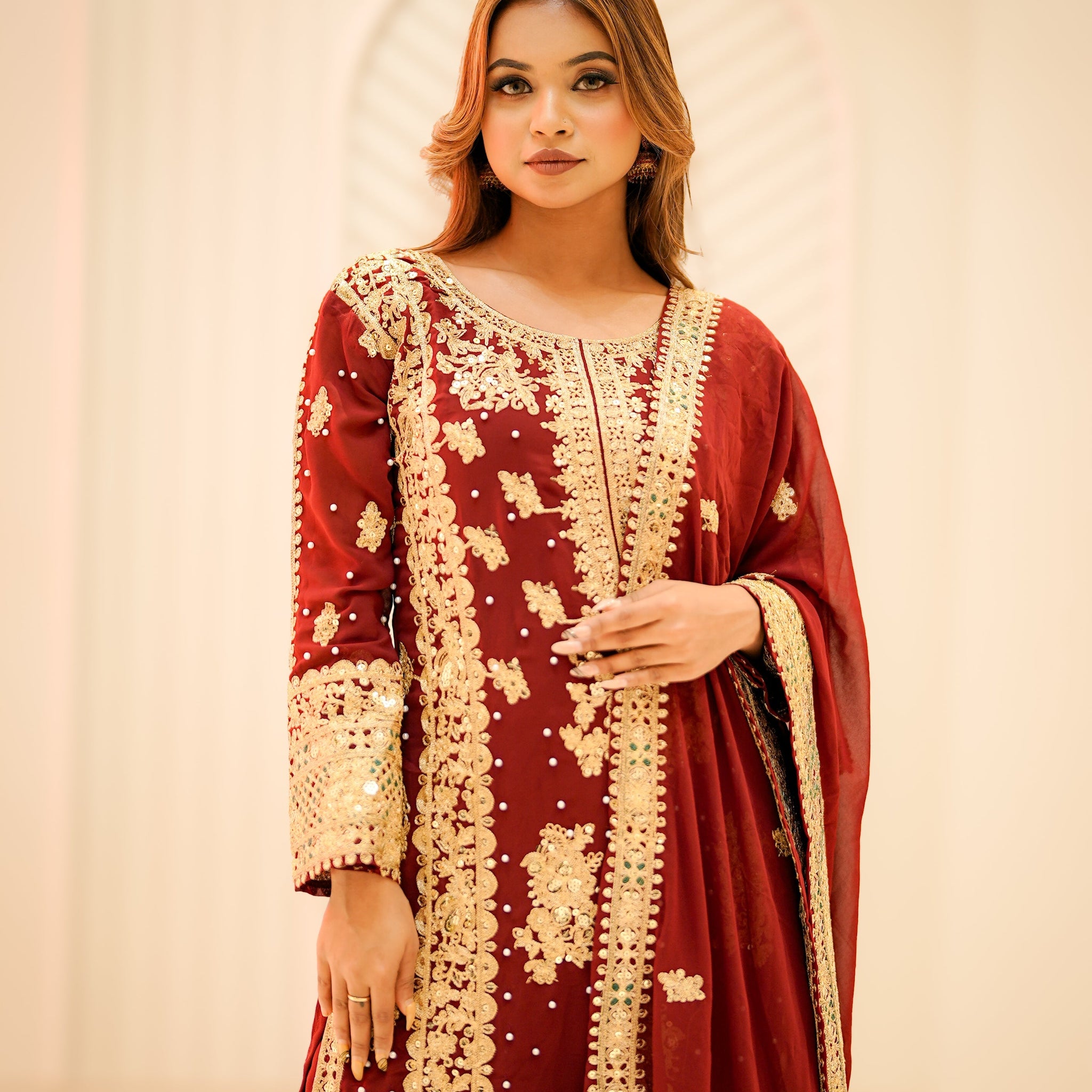 Faux Georgette Kurta Palazzo with Dupatta set