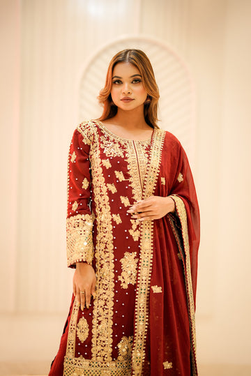 Faux Georgette Kurta Palazzo with Dupatta set