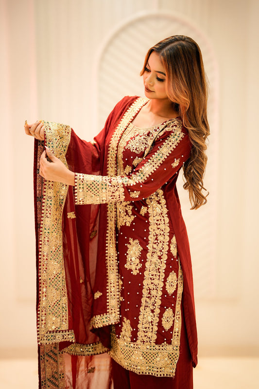 Faux Georgette Kurta Palazzo with Dupatta set