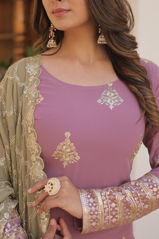 Beautiful Designer Kurti Plazo Dupatta Sets