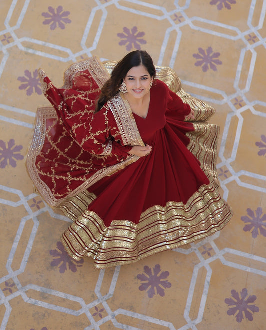 Maroon Designer Readymade Gown