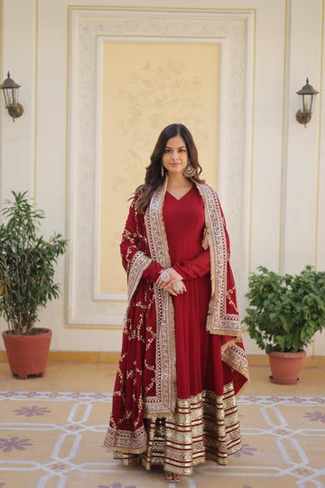 Maroon Designer Readymade Gown