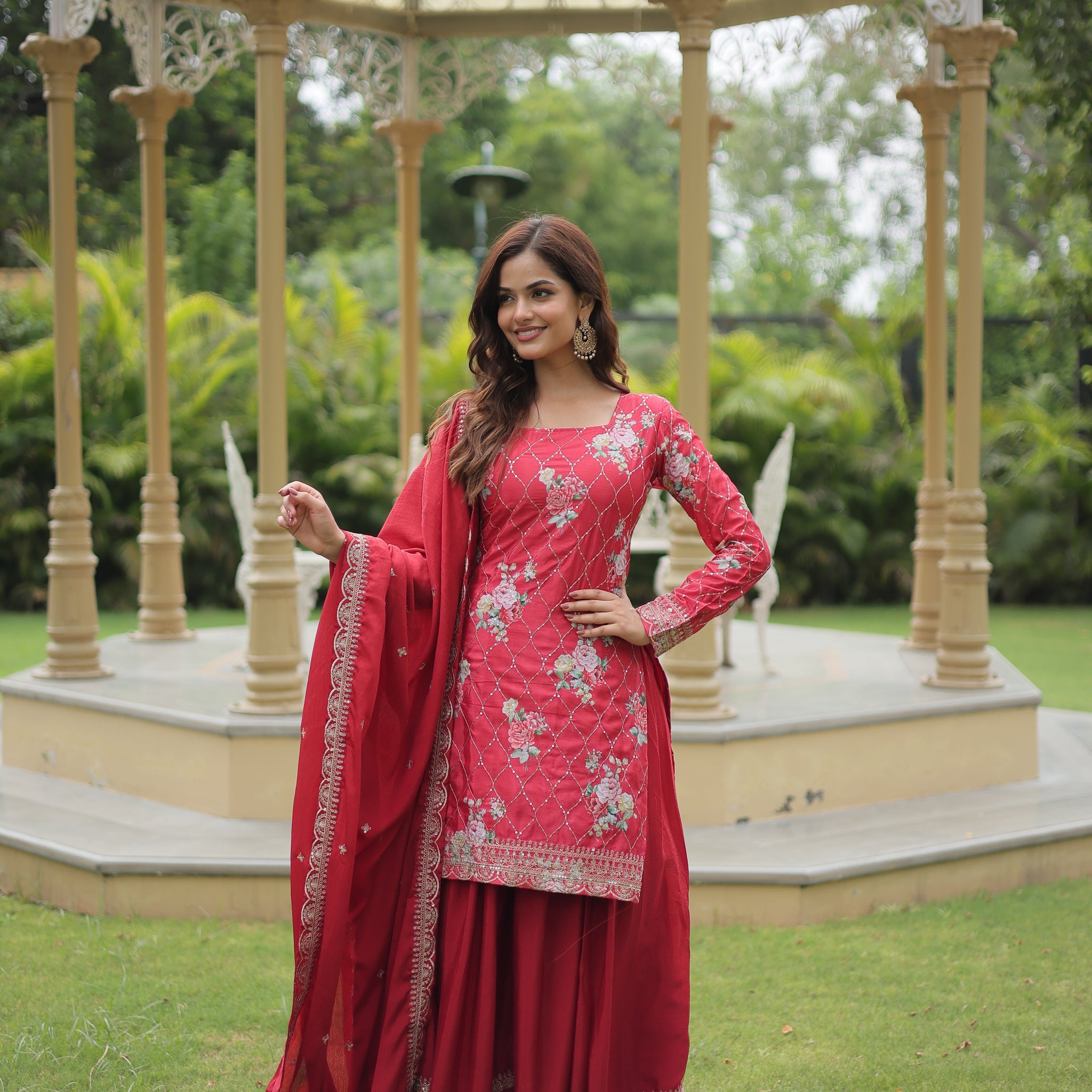 DESIGNER READYMADE KURTI PLAZO DUPATTA SET