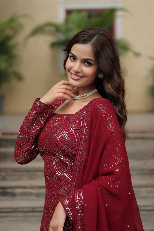 PREMIUM DESIGNER READYMADE TOP SHARARA DUPATTA SET