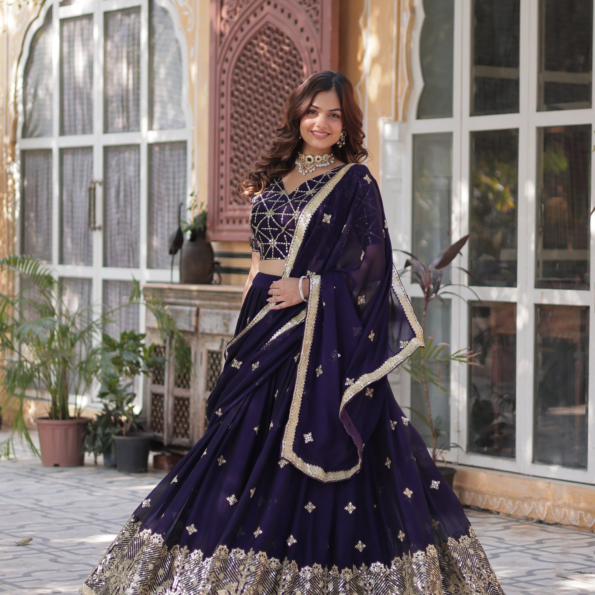 Elegant Designer Rangoli Silk Lehenga