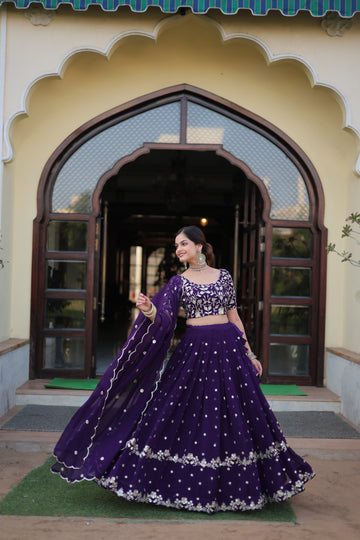Faux Blooming Lehenga Choli With Dupatta Set