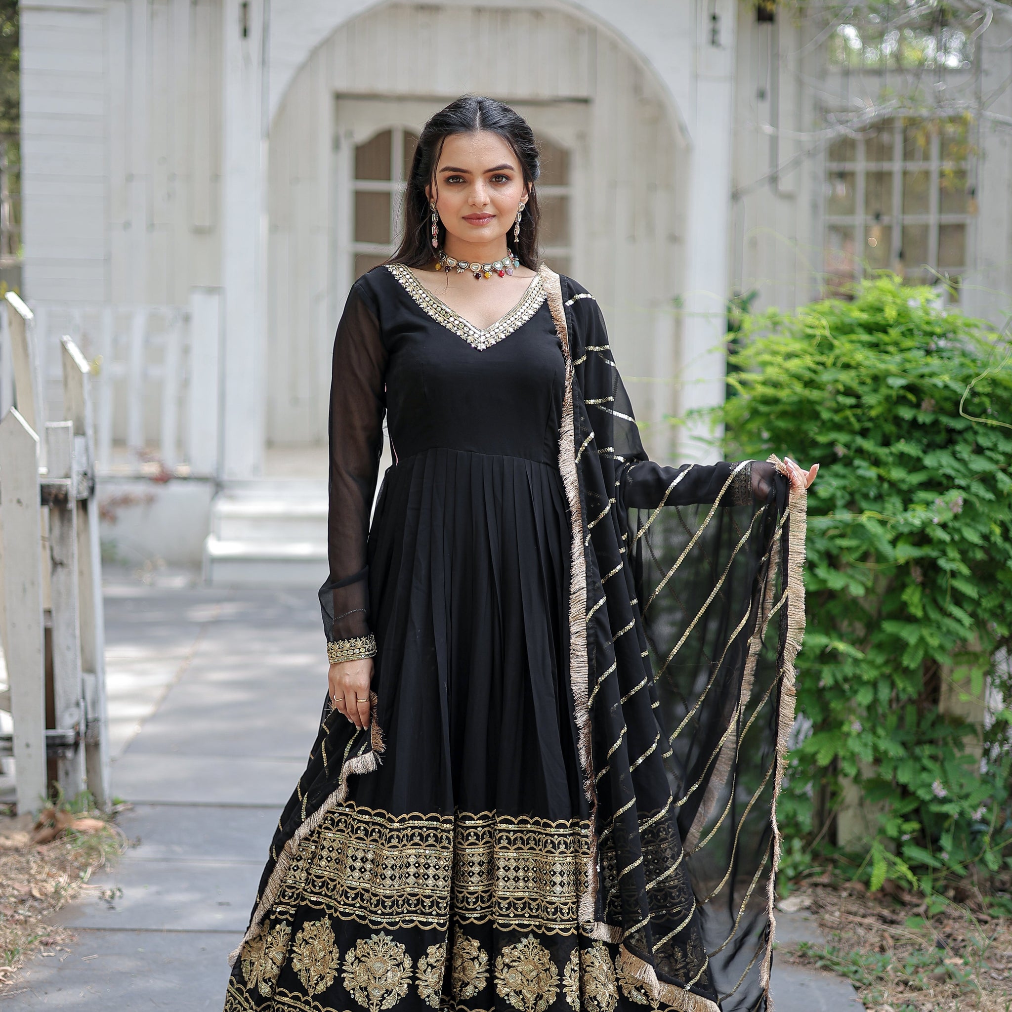 Faux Blooming Gown with Dupatta