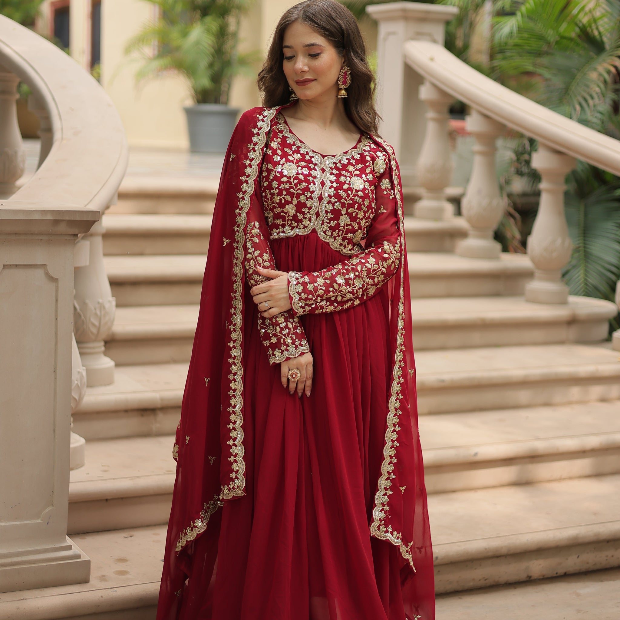 Beautiful Alia Cut Designer Gown With Dupatta Sets
