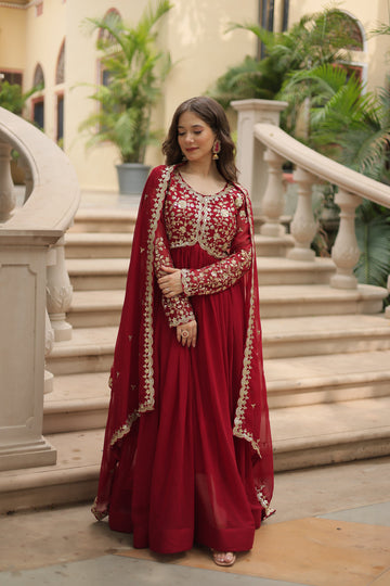 Beautiful Alia Cut Designer Gown With Dupatta Sets
