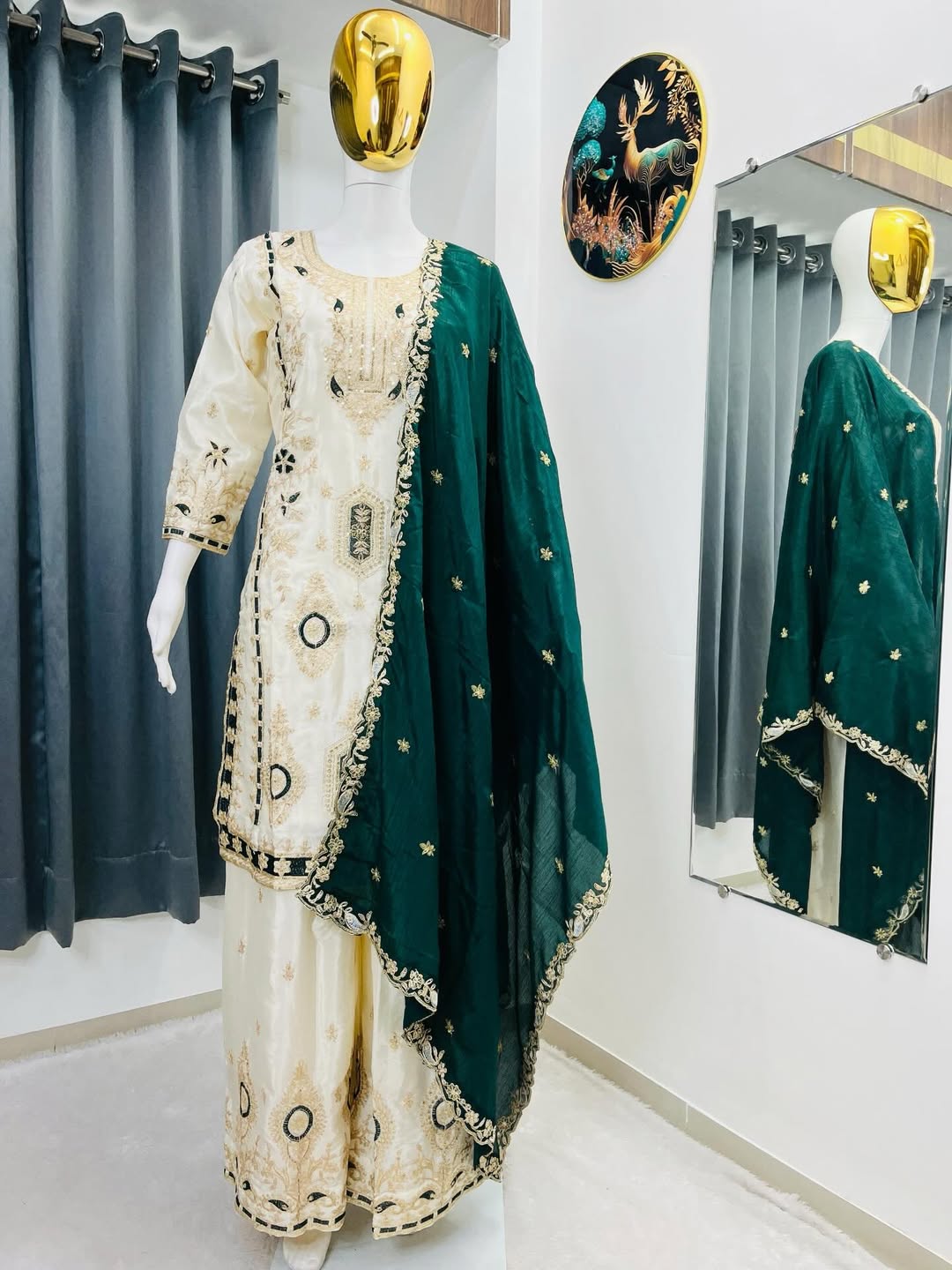 Designer Embroidered Kurta Palazzo Suit with Dupatta | Silk Fabric Eid & Festive Wear Ethnic Set for Women