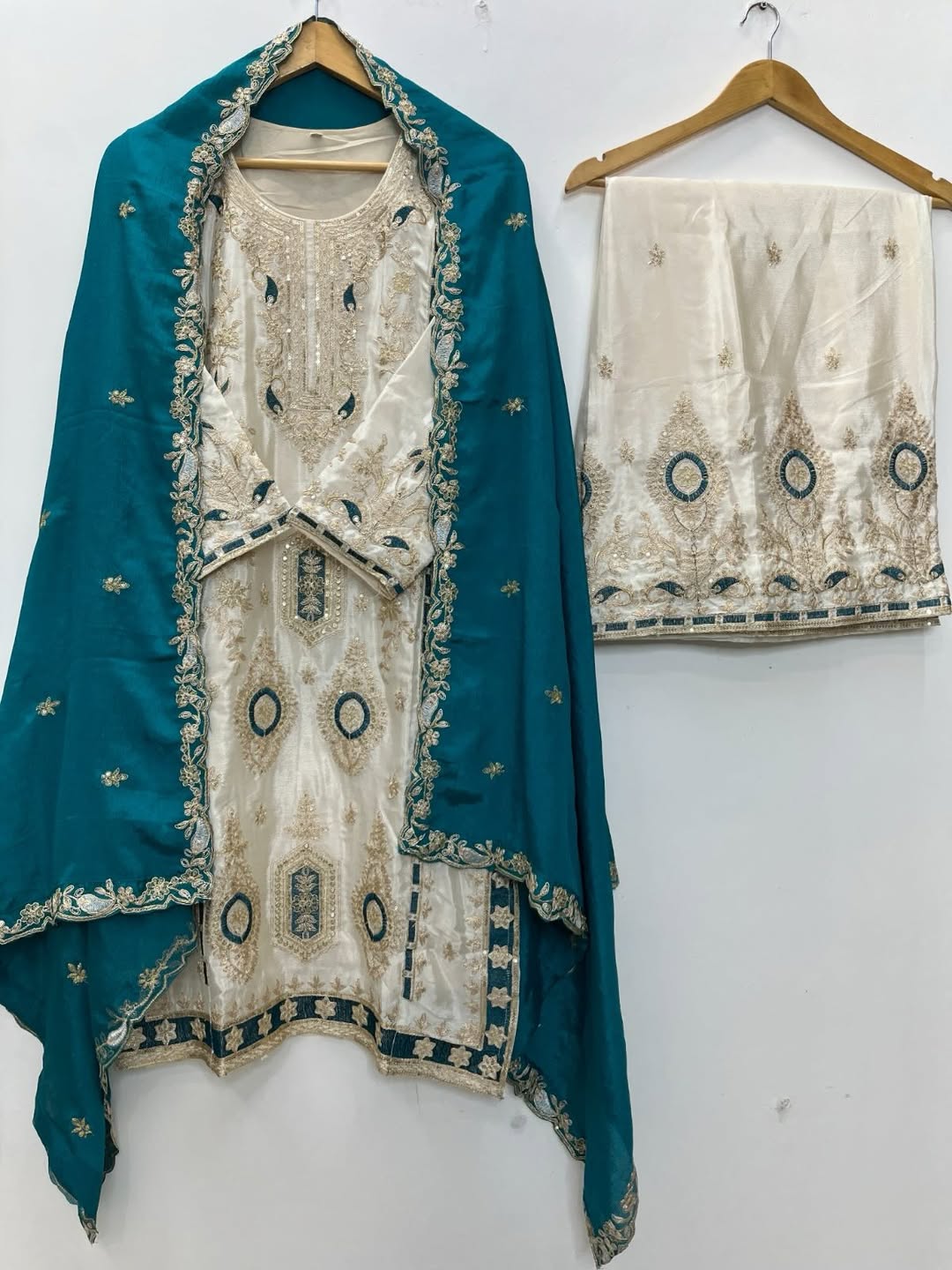 Designer Embroidered Kurta Palazzo Suit with Dupatta | Silk Fabric Eid & Festive Wear Ethnic Set for Women