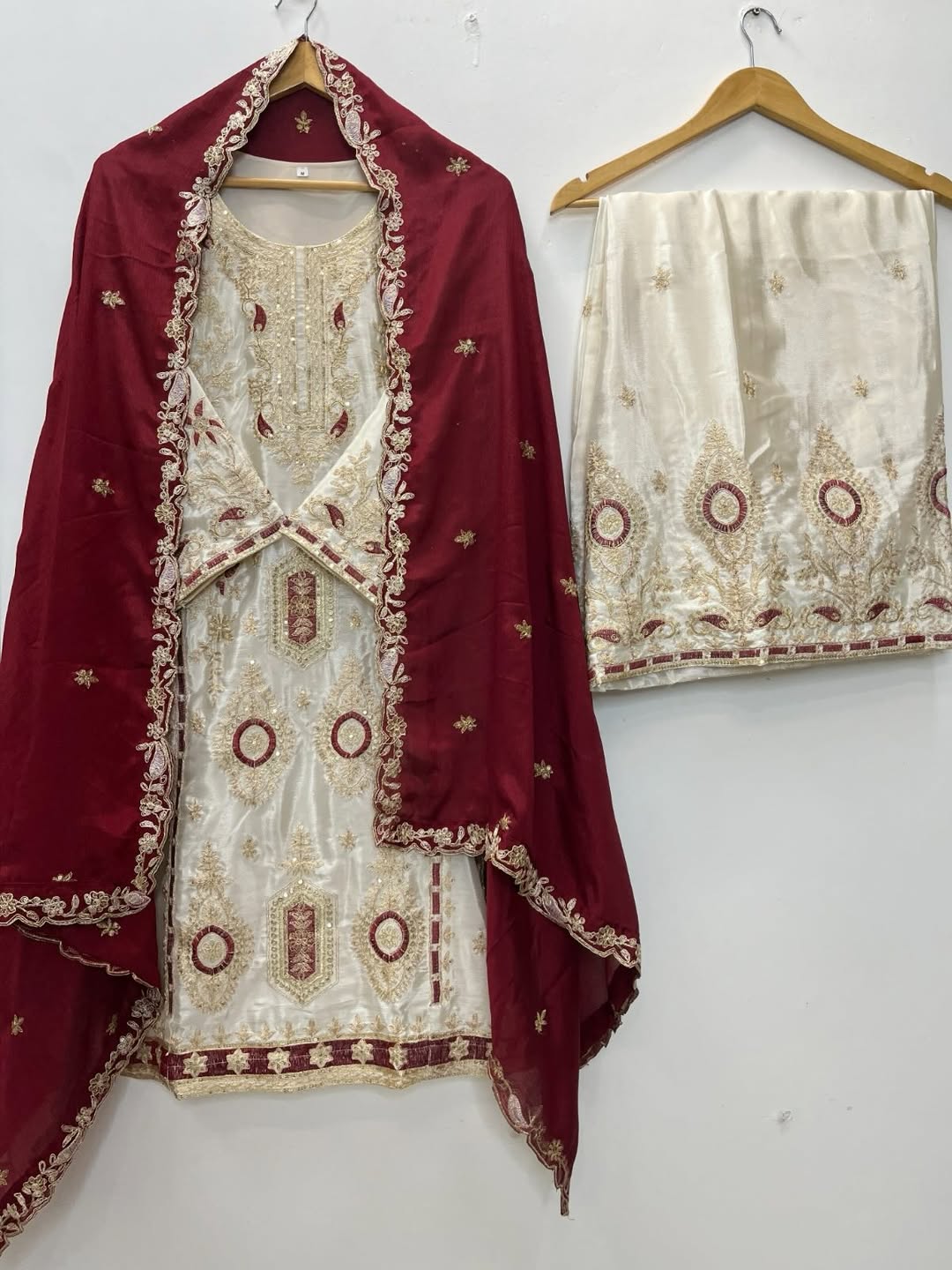 Designer Embroidered Kurta Palazzo Suit with Dupatta | Silk Fabric Eid & Festive Wear Ethnic Set for Women