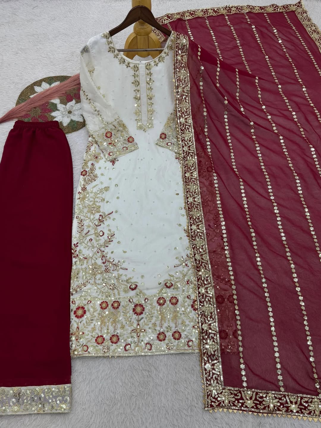 Elegant Eid Special Embroidered Kurta Palazzo Set with Dupatta – Festive Wear