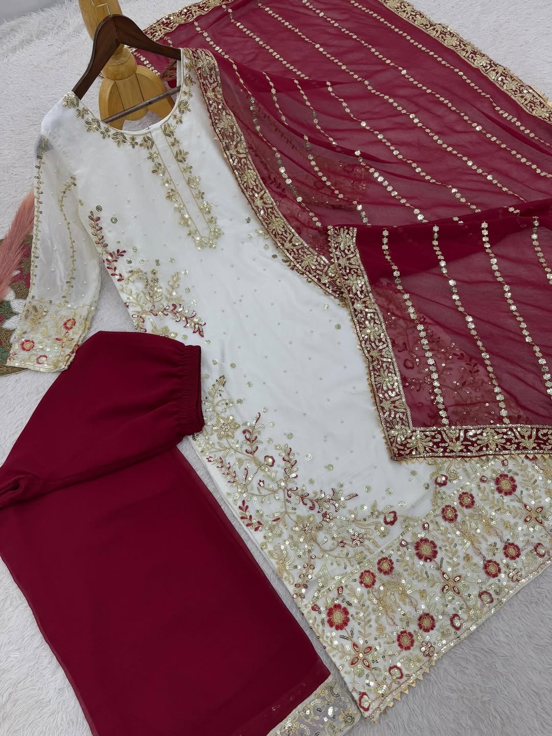 Elegant Eid Special Embroidered Kurta Palazzo Set with Dupatta – Festive Wear