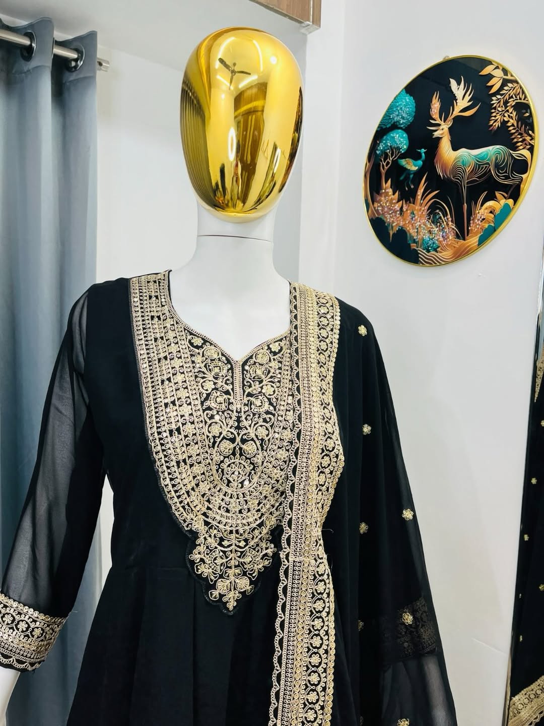 Black Heavy Embroidered Anarkali Suit with Dupatta | Luxury Eid & Wedding Party Wear Ethnic Dress for Women