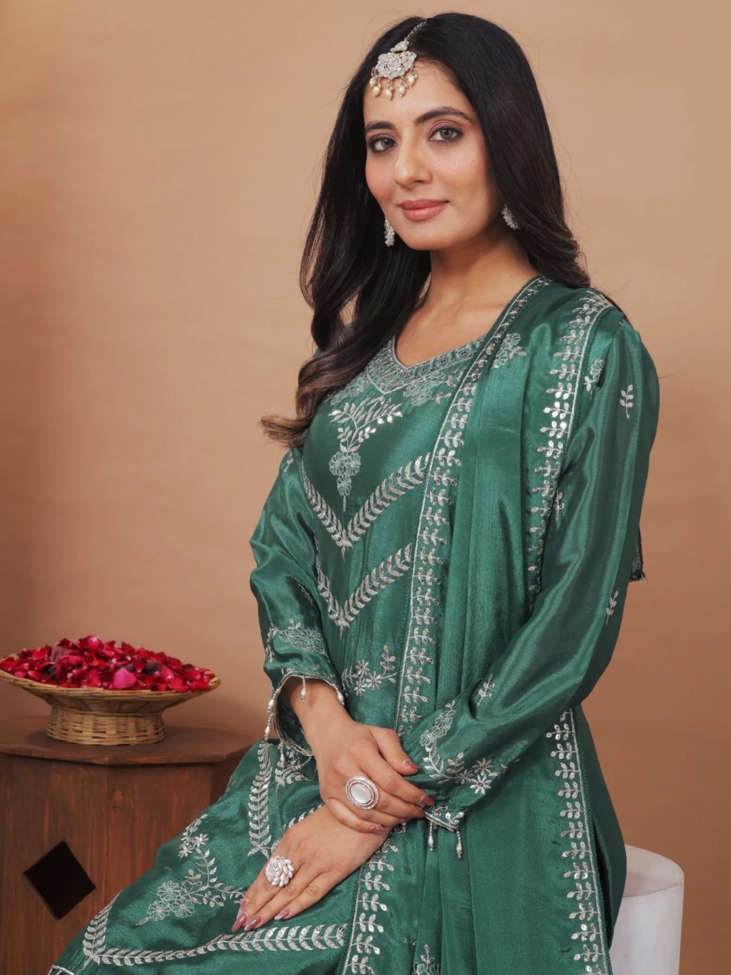 Designer Green Embroidered Kurta Sharara Set with Dupatta | Premium Festive & Wedding Ethnic Wear for Women