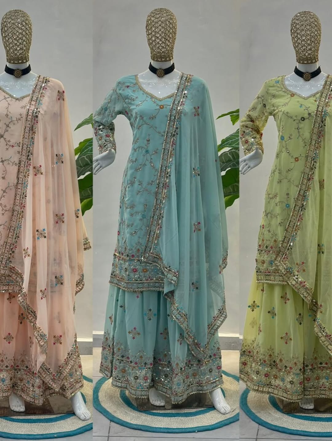 Pakistani Style Embroidered Sharara Suit with Dupatta | Designer Party Wear Salwar Suit | Indian Festive Outfit