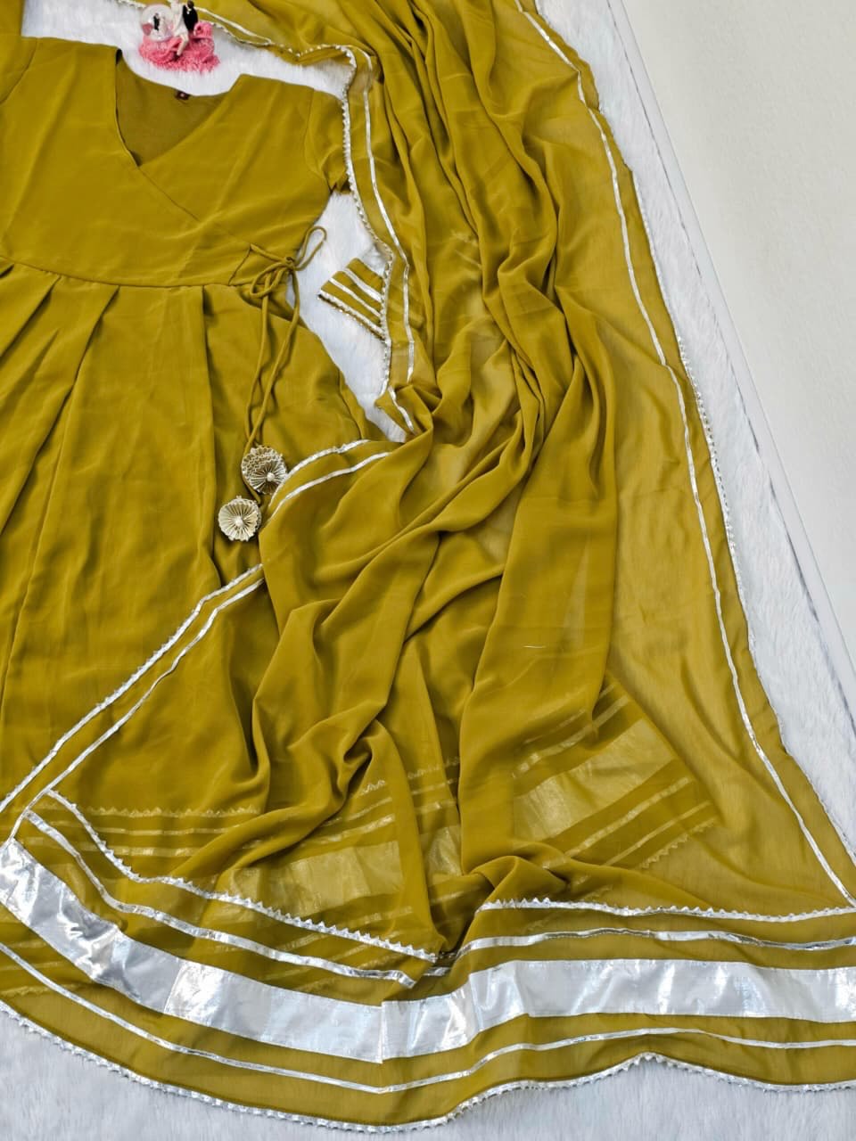 Mustard Yellow Anarkali Kurti Set with Dupatta | 3 Piece Ethnic Wear for Women | Festive & Party Wear