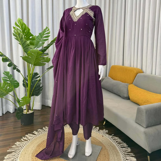 Designer Embroidered Anarkali Suit Set with Dupatta | Party & Festive Wear Ethnic Dress for Women