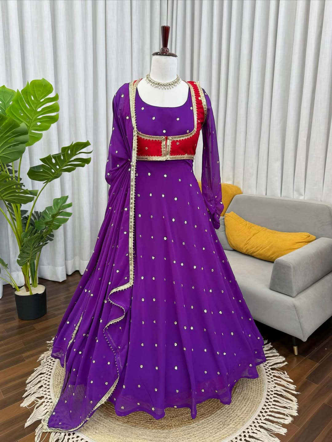 Designer Anarkali Gown with Dupatta | Heavy Sequin Embroidery Party & Festive Wear for Women