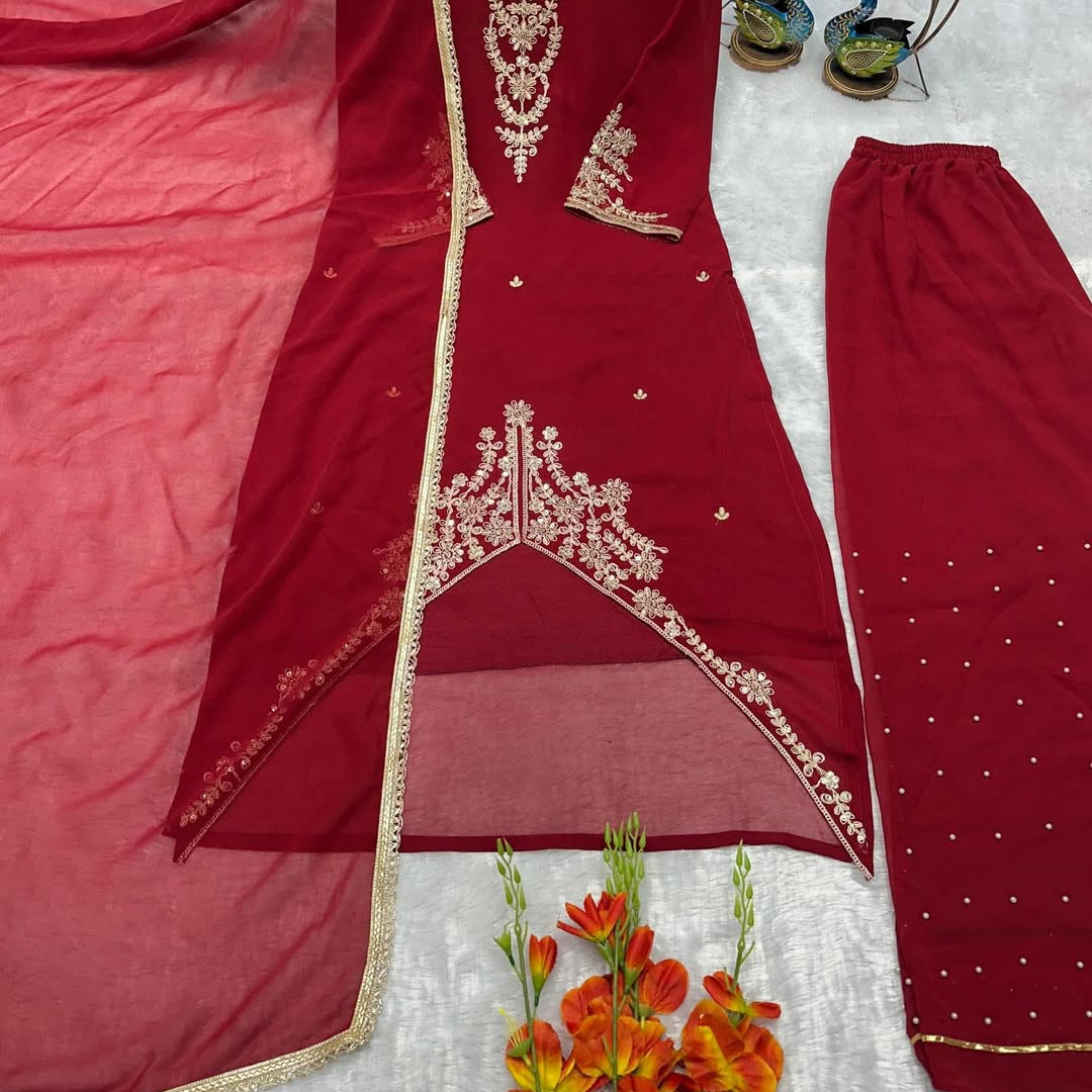 Designer Embroidered Kurti with Dupatta | Party Wear & Festive Ethnic Top for Women