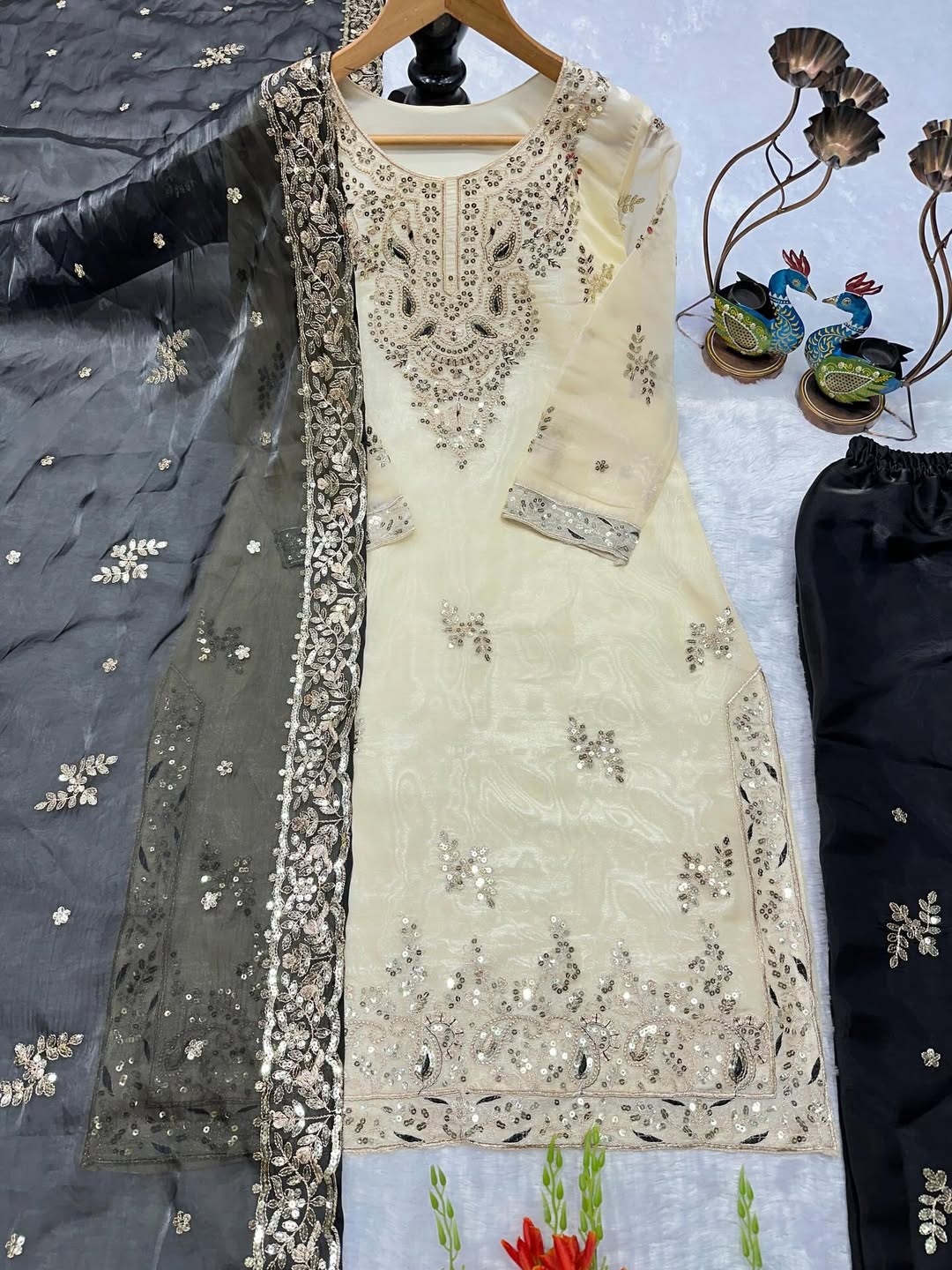 Designer Embroidered Top Plazzo Suit Set with Dupatta | Party Wear | Festive Collection