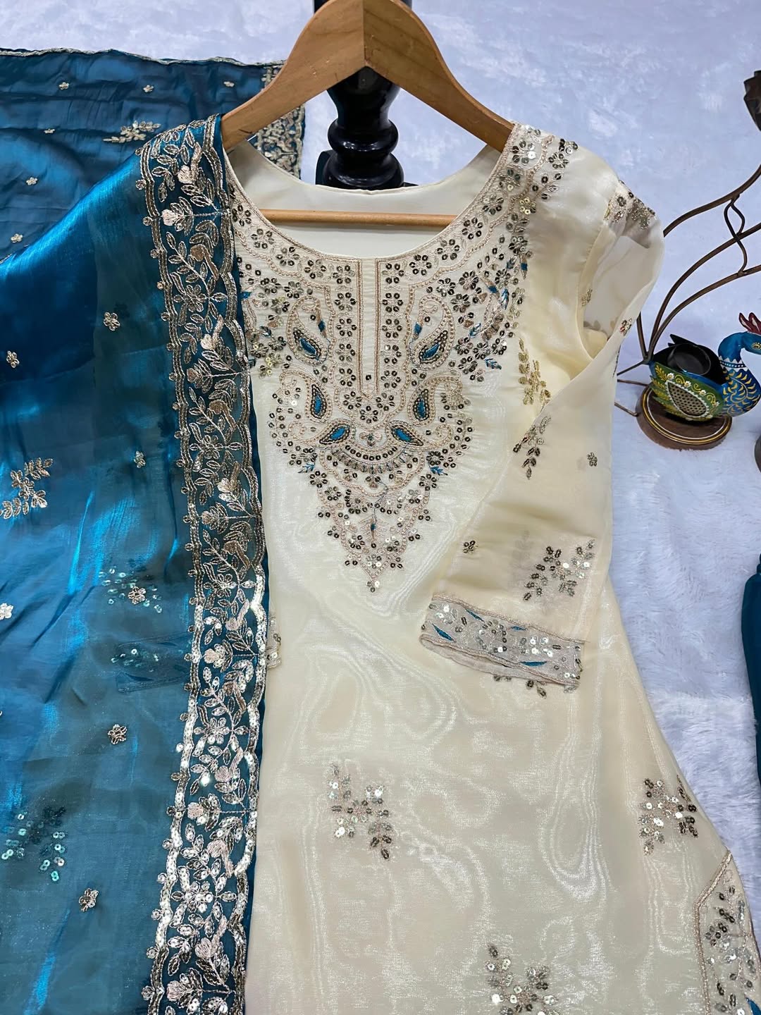 Designer Embroidered Top Plazzo Suit Set with Dupatta | Party Wear | Festive Collection