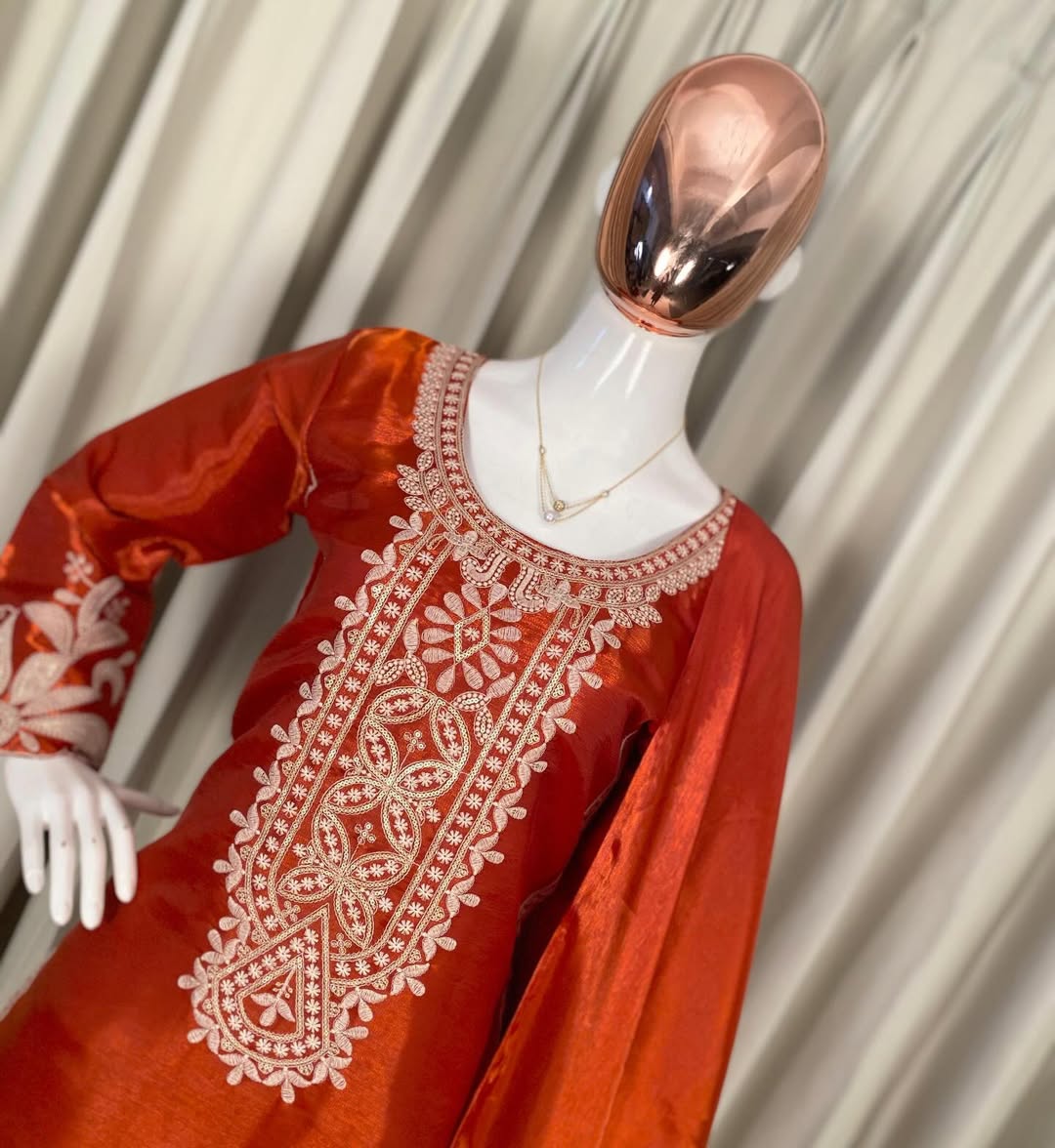 Rust Orange Designer Kurta Sharara Set with Dupatta | Heavy Embroidered Party & Wedding Wear for Women