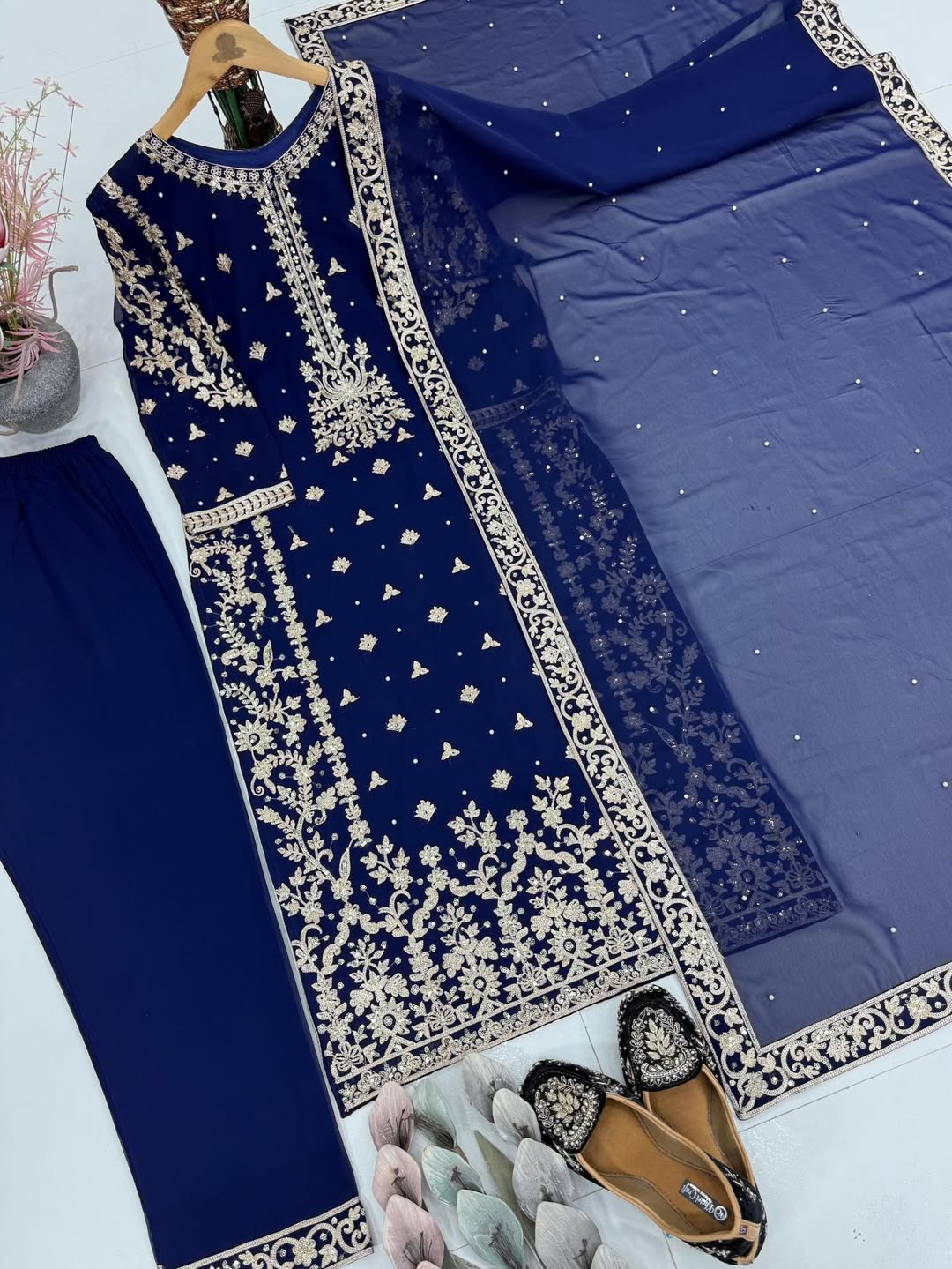 Nevy Designer Kurta Sharara Set with Embroidered Dupatta | Party Wear Festive Ethnic Suit for Women