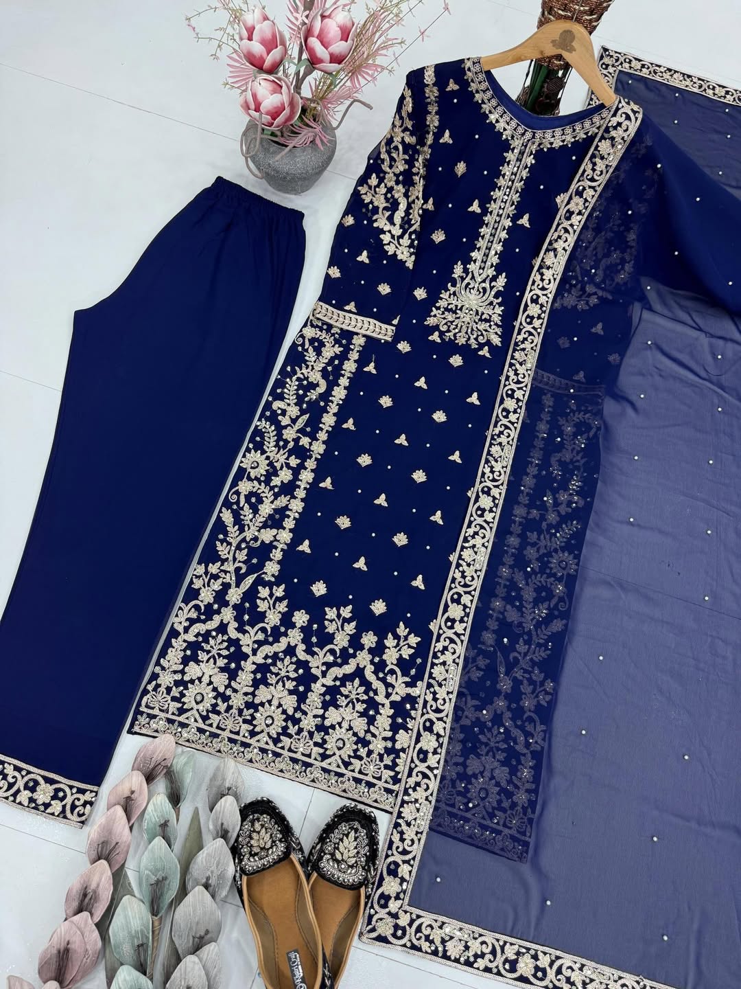 Nevy Designer Kurta Sharara Set with Embroidered Dupatta | Party Wear Festive Ethnic Suit for Women