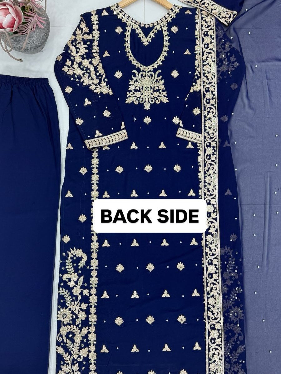 Nevy Designer Kurta Sharara Set with Embroidered Dupatta | Party Wear Festive Ethnic Suit for Women