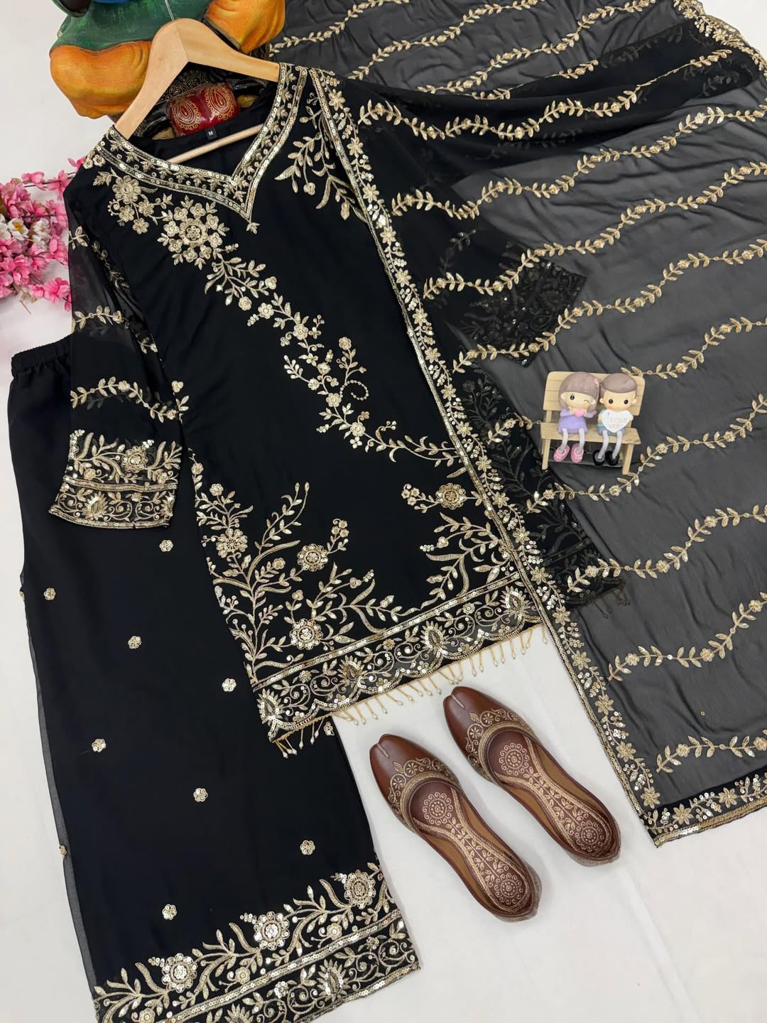 Designer Heavy Embroidered Kurti Palazzo Set with Net Dupatta | Party & Festive Wear for Women