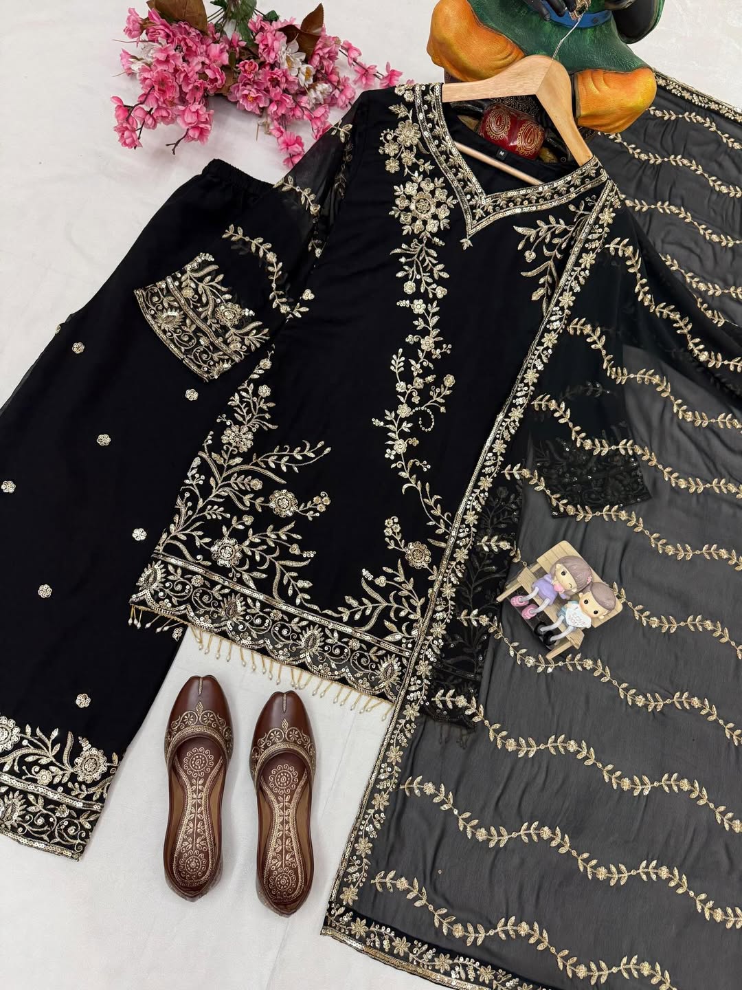 Designer Heavy Embroidered Kurti Palazzo Set with Net Dupatta | Party & Festive Wear for Women