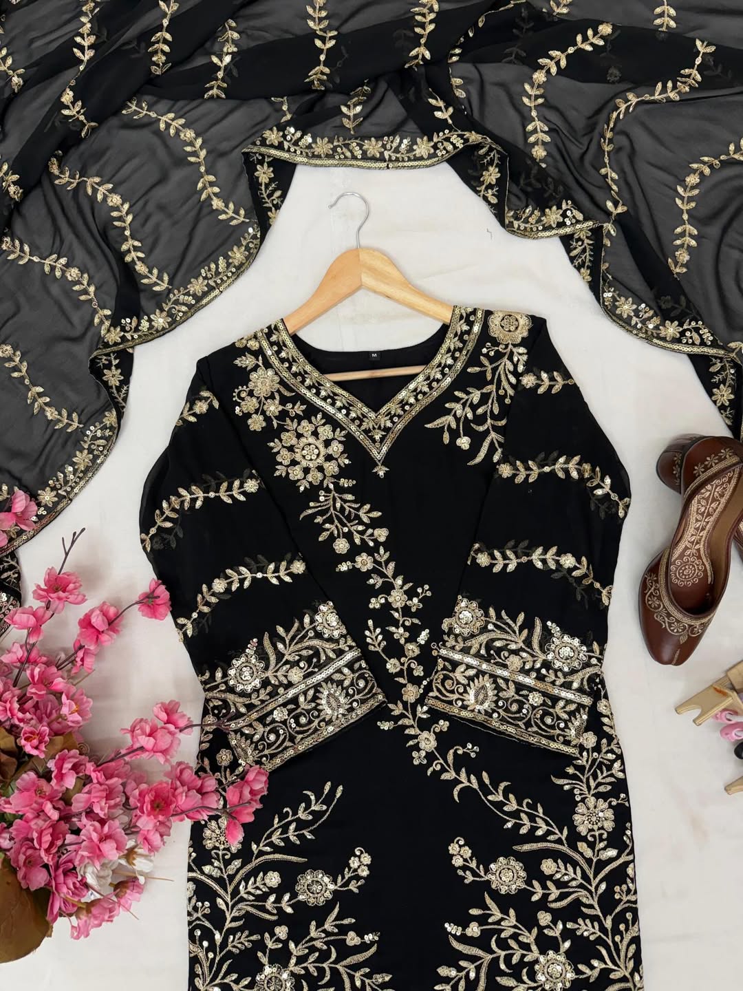 Designer Heavy Embroidered Kurti Palazzo Set with Net Dupatta | Party & Festive Wear for Women