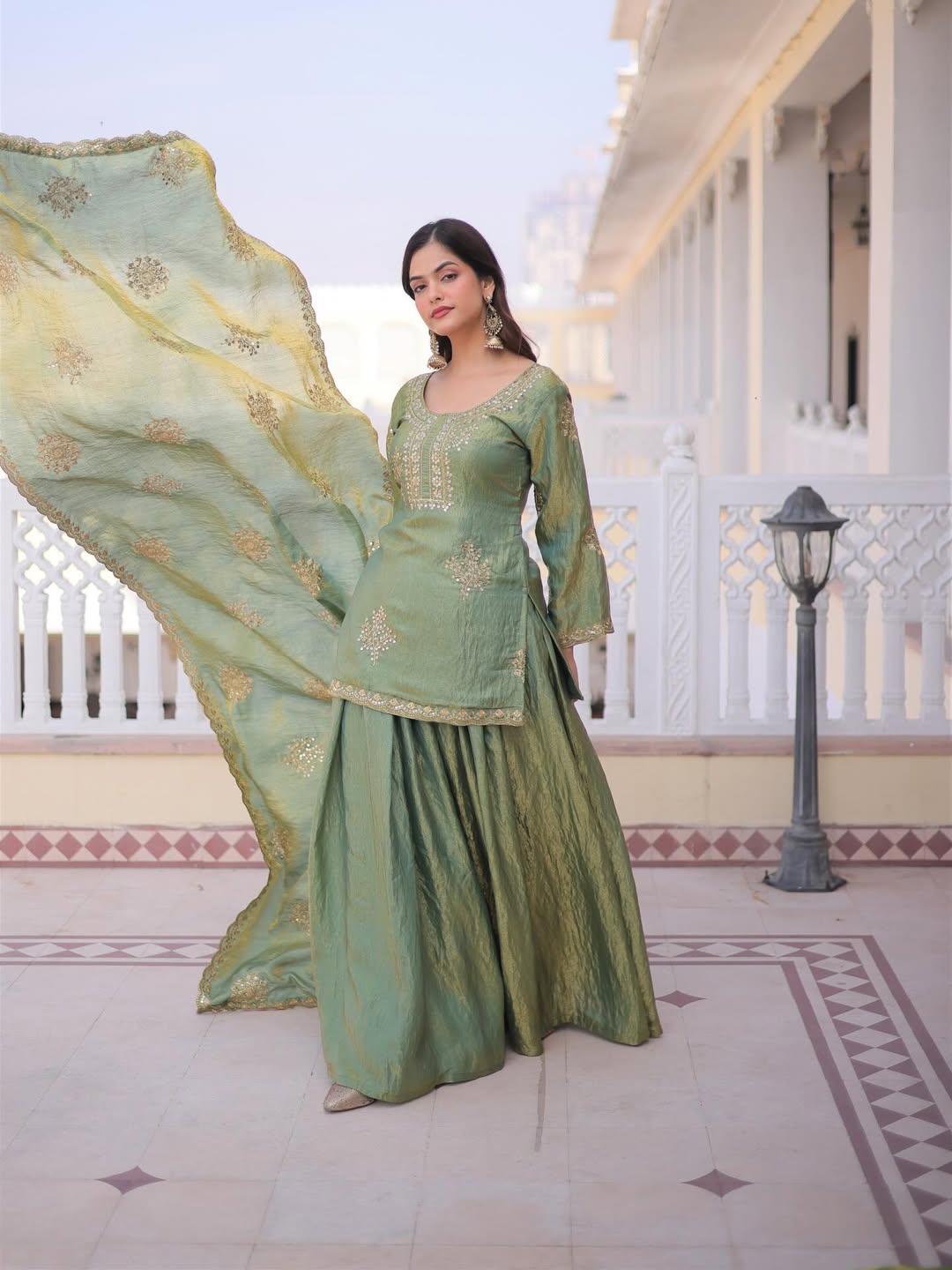 Premium Designer Top Sharara Set with Dupatta | Embroidered Festive & Wedding Ethnic Wear for Women