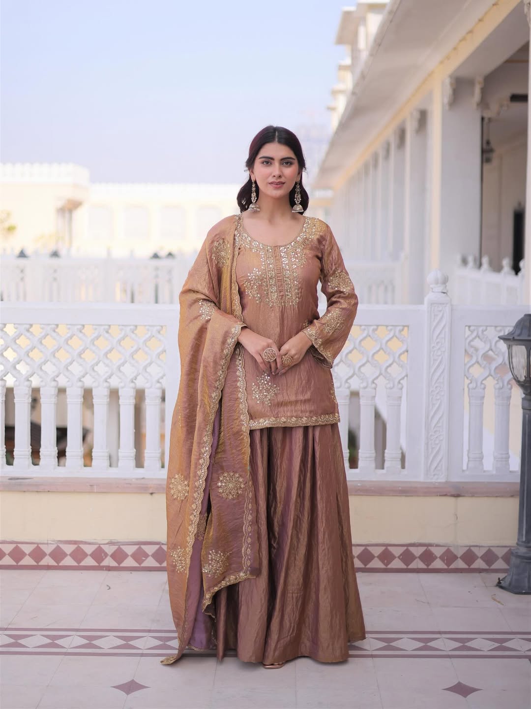 Premium Designer Top Sharara Set with Dupatta | Embroidered Festive & Wedding Ethnic Wear for Women