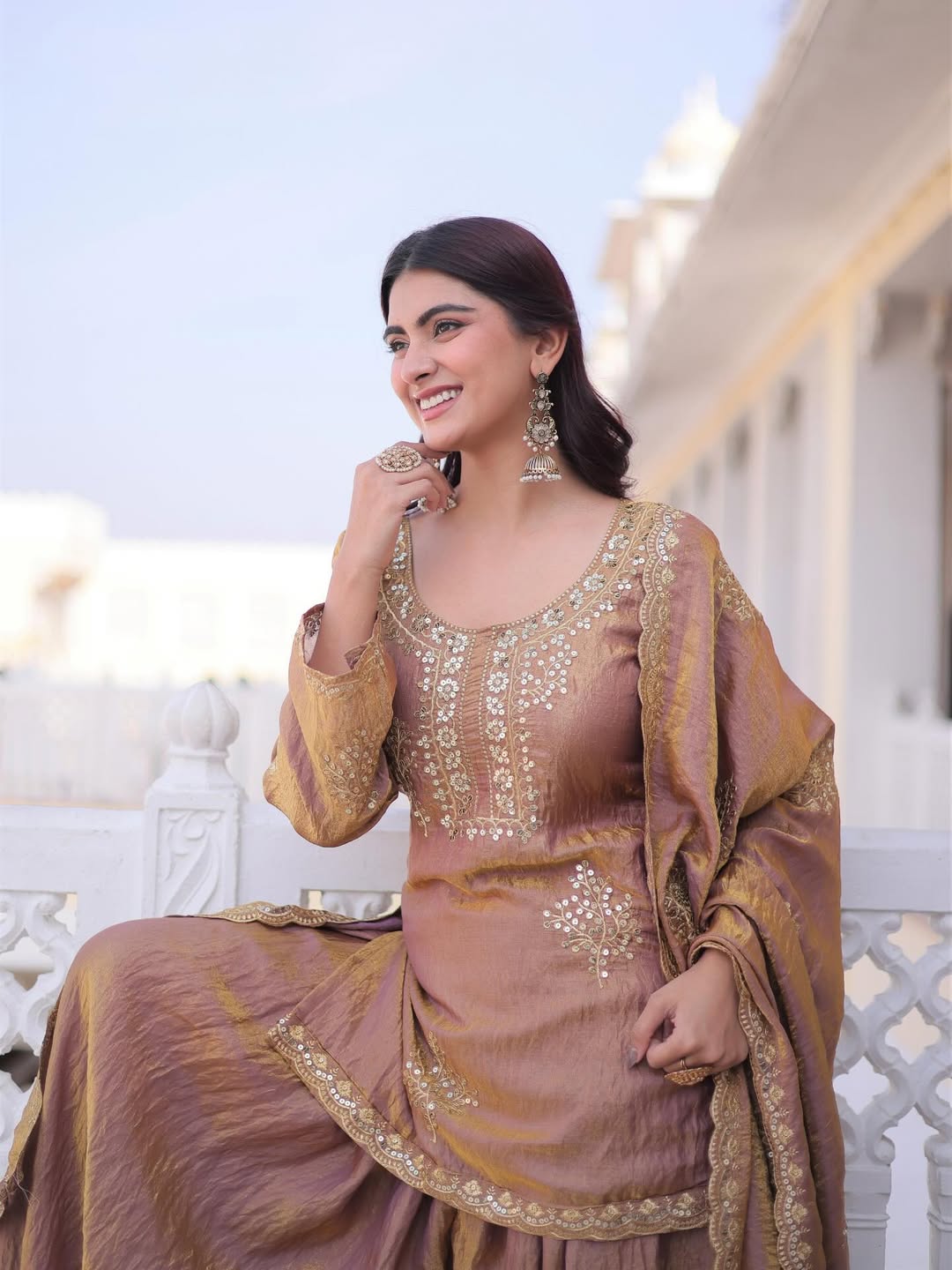 Premium Designer Top Sharara Set with Dupatta | Embroidered Festive & Wedding Ethnic Wear for Women