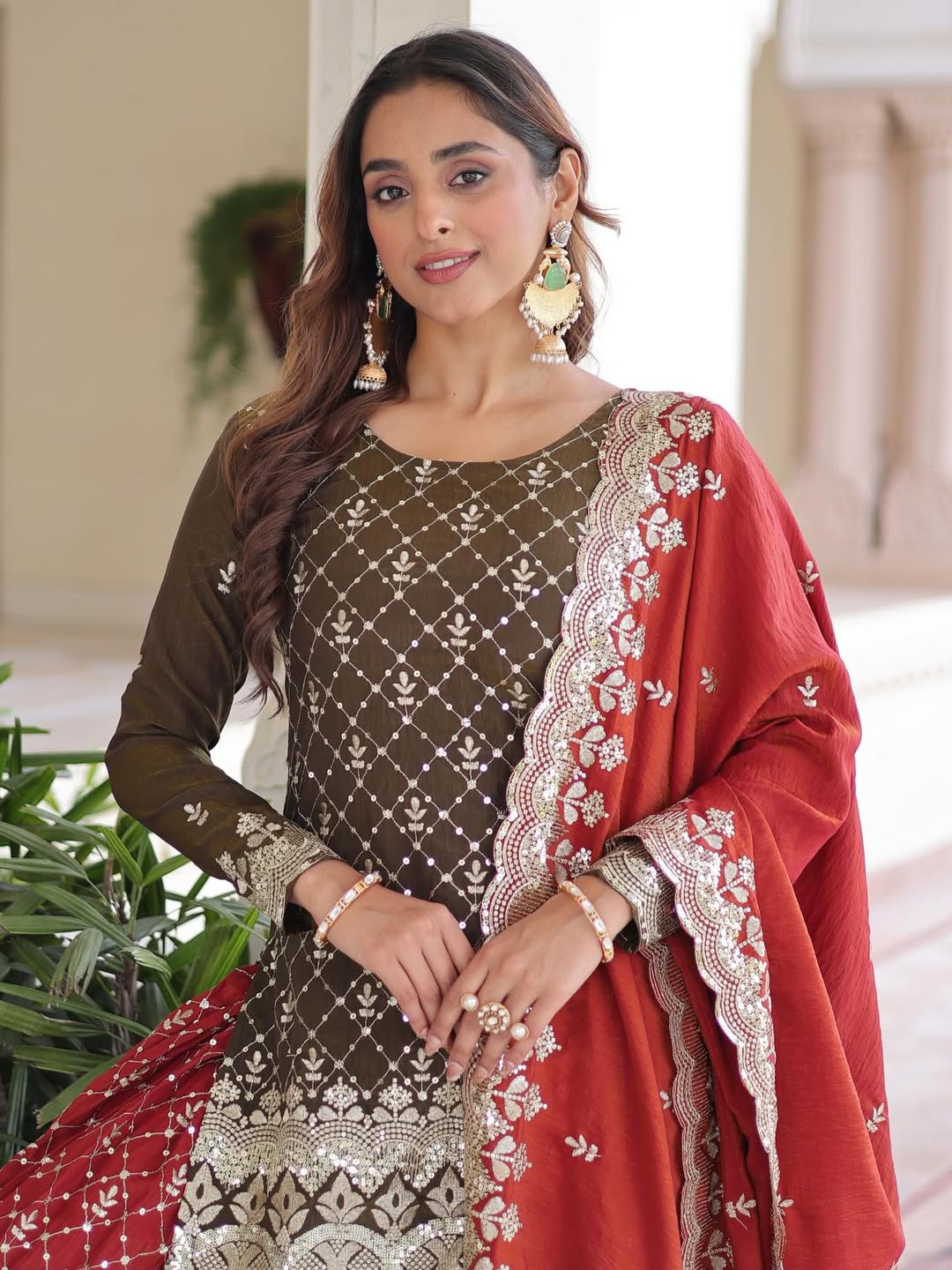 Premium Designer Embroidered Kurta Sharara Set with Dupatta – Festive & Party Wear