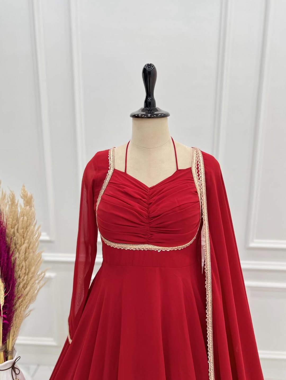 Designer Georgette Anarkali Gown with Dupatta | Party Wear Long Anarkali Dress | Indian Ethnic Gown