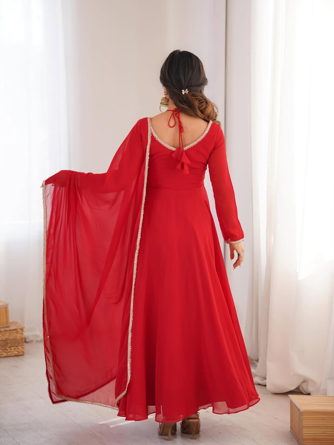 Designer Georgette Anarkali Gown with Dupatta | Party Wear Long Anarkali Dress | Indian Ethnic Gown